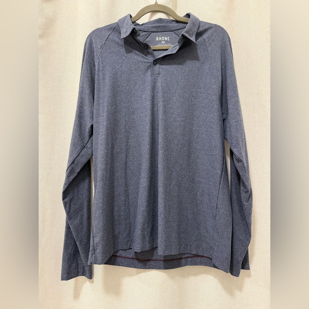 Rhone long sleeve blue collared shirt size L
